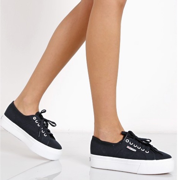 Superga Shoes - SUPERGA  2750 Basic Platform Navy Sneakers